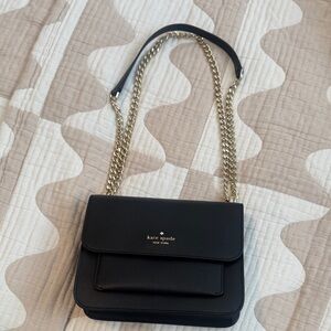 Kate Spade Black Crossbody Bag with Gold Chain